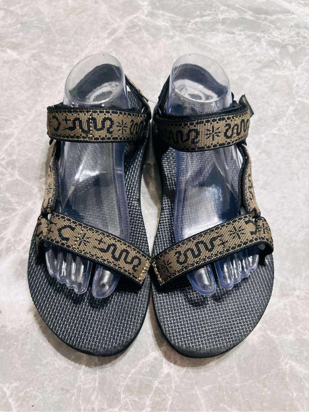 Teva Original Universal Mens Sandals Olive Green Black Geometric Straps SZ 9